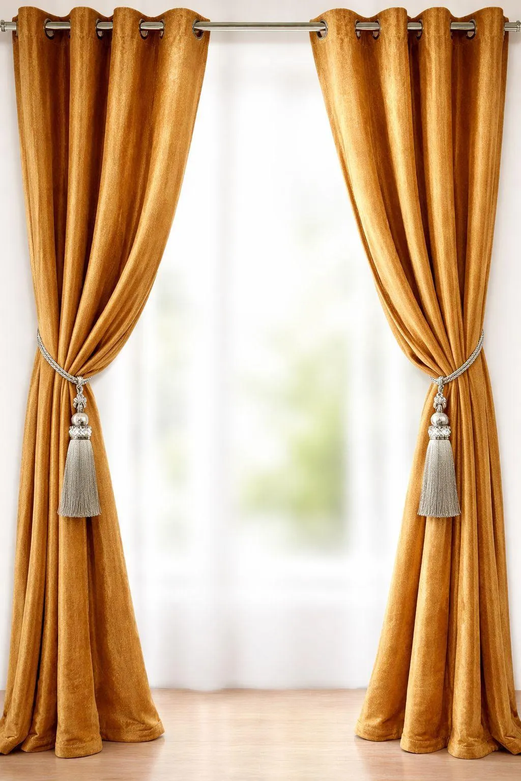 1473-104-717443-product-1474 Golden Velvet Curtains 86x60 Inch 2 Pcs - Image 1