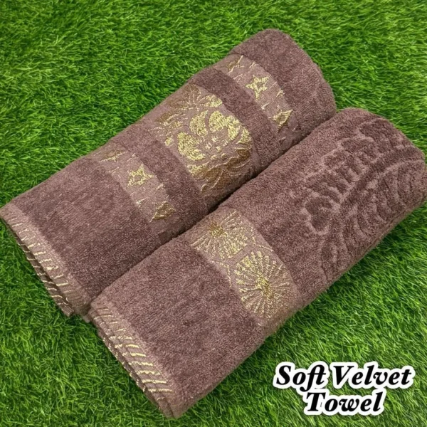 Soft Velvet Bath Towel Brown 2 Pcs