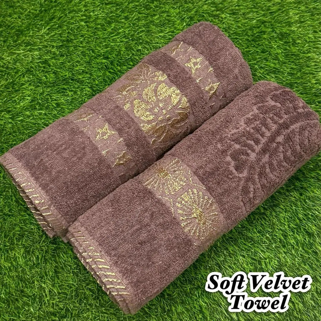 1473-58-718603-product-1 Soft Velvet Bath Towel Brown 2 Pcs - Image 1