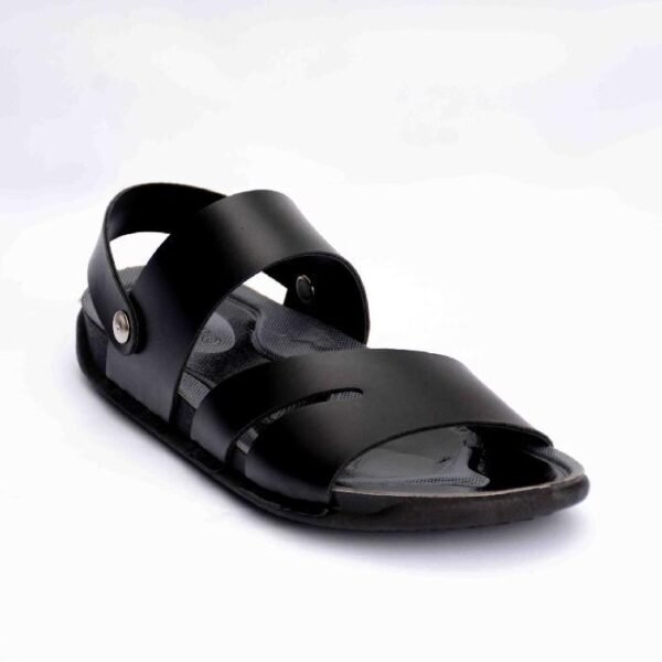 Men's Black Synthetic Leather Sandals
