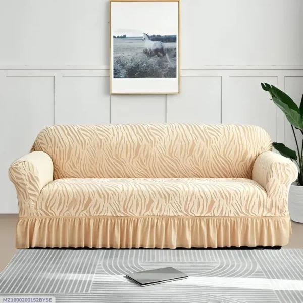 Golden Velvet Textured 5 Seater Sofa Cover