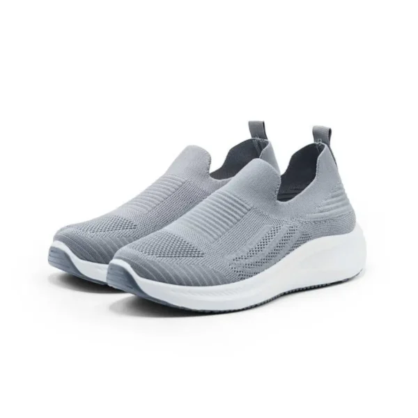Grey Slip-On Casual Sneakers with Cushioned Sole