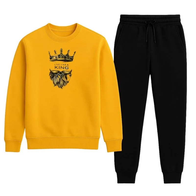 product-image-5 KING Printed Yellow Tracksuit Sweatshirt & Trouser - Image 1