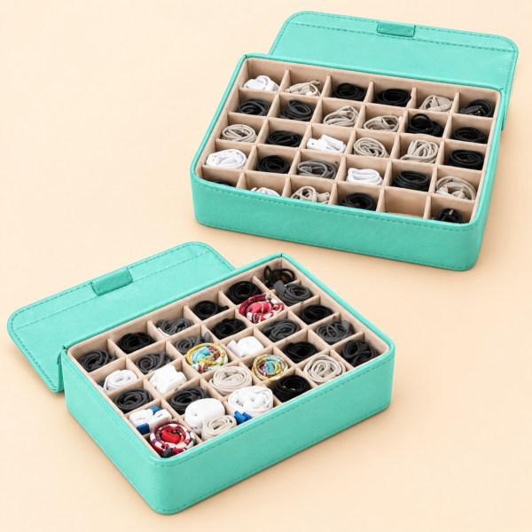 Storage Organizer with Lid | Foldable Drawer Divider | 24 Cells | Non-Woven Fabric | Random Colors