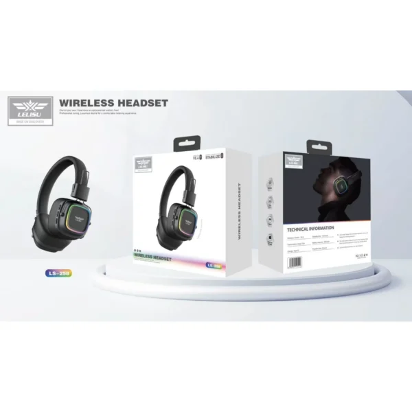 Lelisu LS-258 Wireless Stereo Headphones | Bluetooth 5.4 Over-Ear Headset with Type-C Charging & LED Lights
