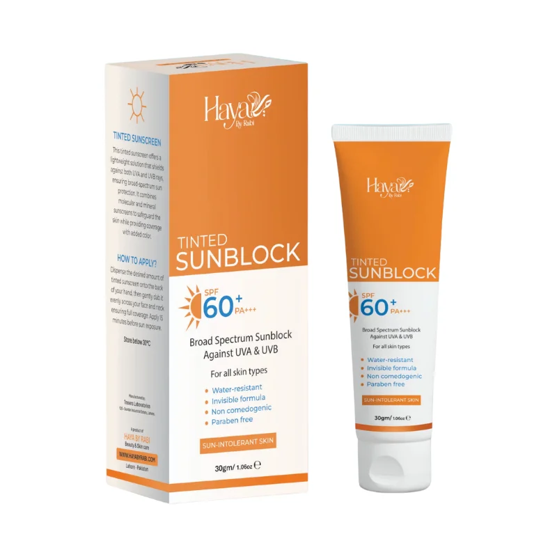 16_1755768892.webp Haya Tinted Sunblock SPF 60+ | Natural Tint | Broad Spectrum UV Protection | Lightweight & Non-Greasy - Image 1