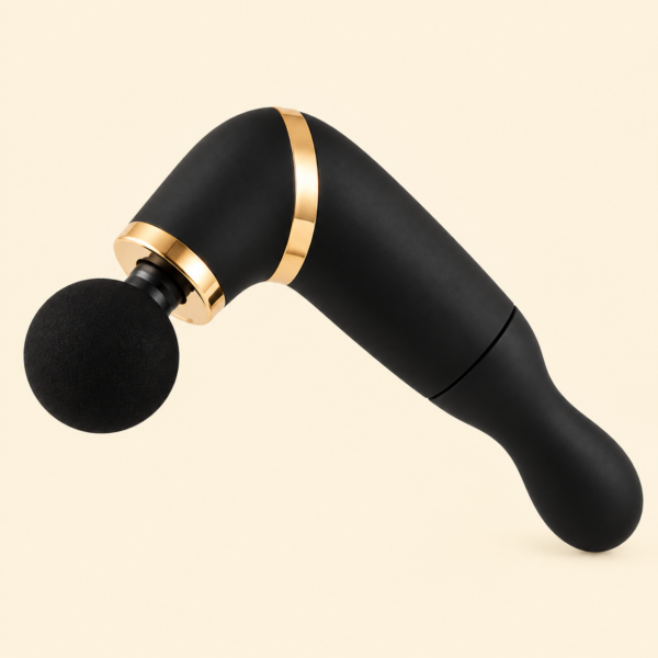 BLD-339 rechargeable massage gun with long handle and four interchangeable heads