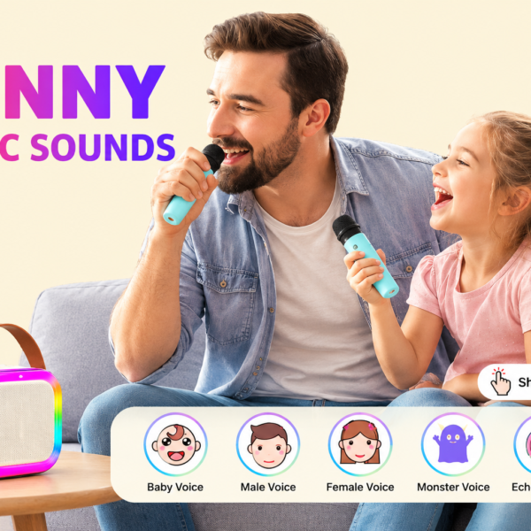 Karaoke Portable Wireless Bluetooth Speaker with Microphone Sound System for Singing and Parties (Random Color)