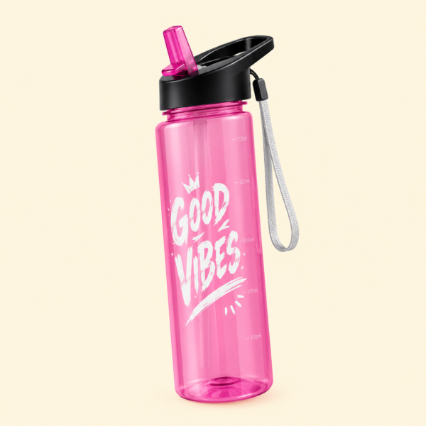Pink Stylish Water Sport Bottle 1000ml with Straw | Leakproof BPA-Free Hydration Bottle for School, Gym & Travel