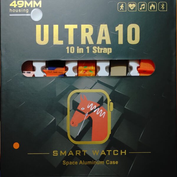 Ultra 10 Smartwatch | 10-in-1 Series 8 | 2.01″ HD Big Screen | IP68 Waterproof | 10 Straps Included