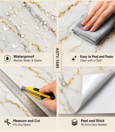 YM500 self-adhesive wooden sheet peel and stick wallpaper for furniture and kitchen décor