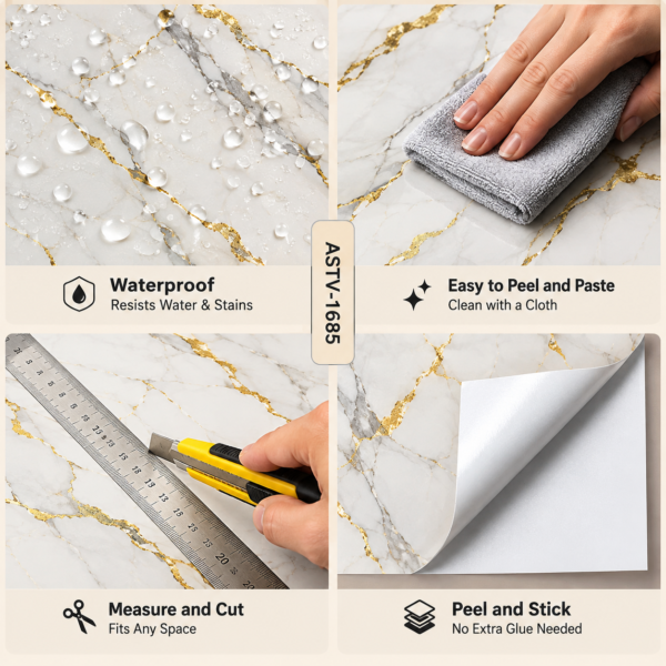 YM500 self-adhesive wooden sheet peel and stick wallpaper for furniture and kitchen décor