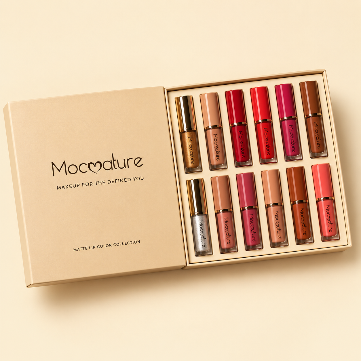 12 Pcs Mocallure matte liquid lipstick set with high-pigment waterproof shades