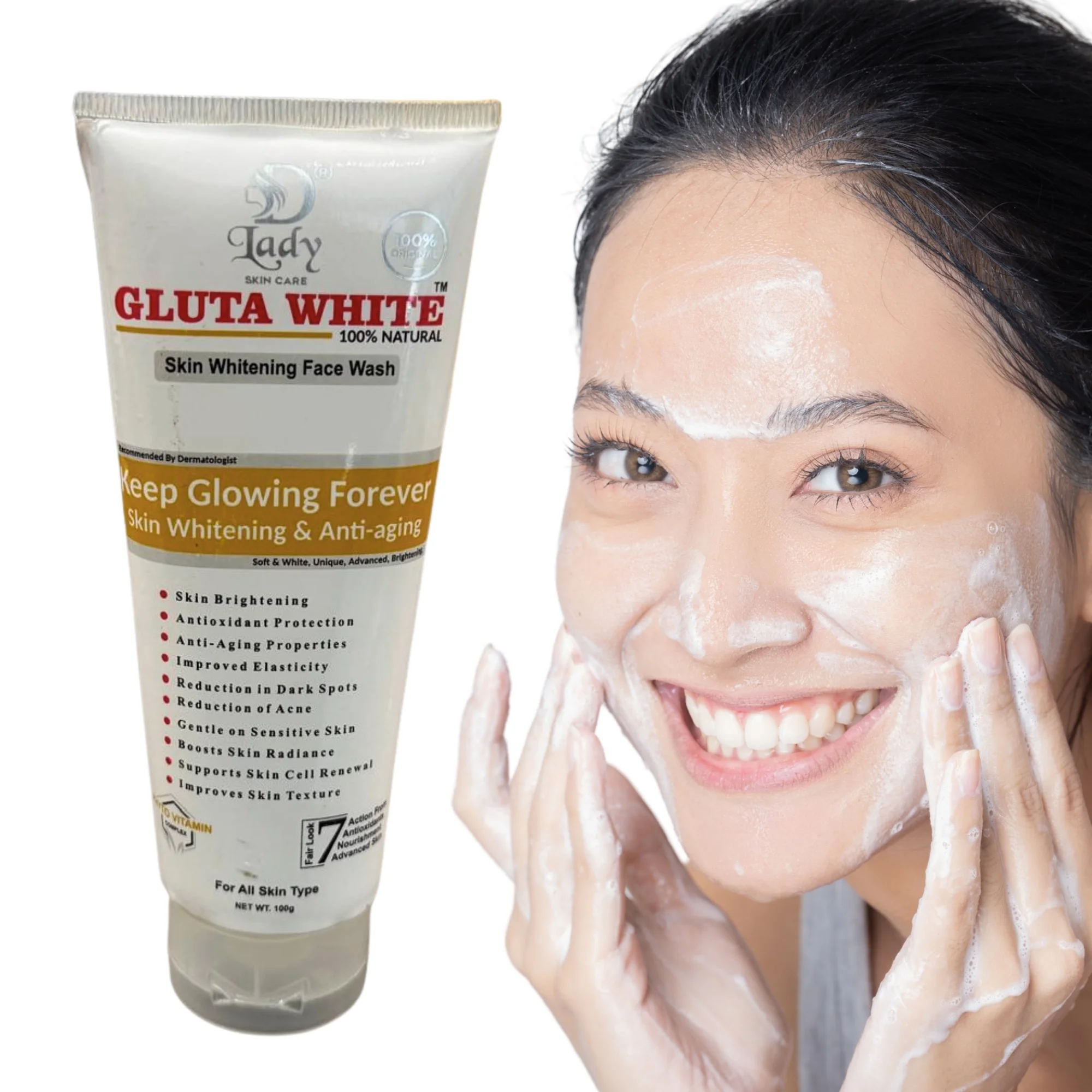 6_1757064347.webp Gluta White Skin Whitening Face Wash | 7-in-1 Brightening & Anti-Aging Formula - Image 1