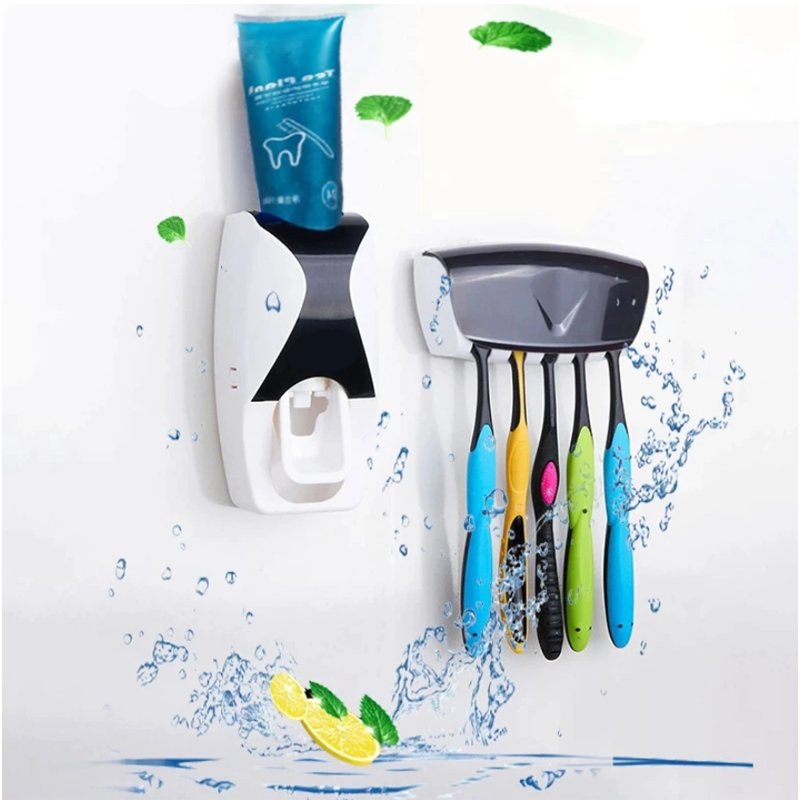 7_1748545086.jpg Automatic Toothpaste Dispenser Set with Wall-Mounted Toothbrush Holder | Touch-Free Bathroom Organizer - Image 1