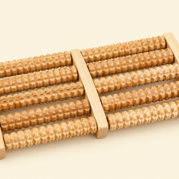 Wooden Foot Roller Massager |  Manual Reflexology Therapy Tool for Pain Relief, Stress Relaxation & Foot Care