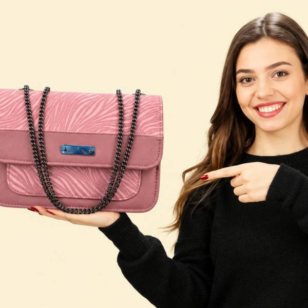 Women’s Pink Faux Leather Shoulder Bag – Elegant Crescent Handbag for Work and Casual Use