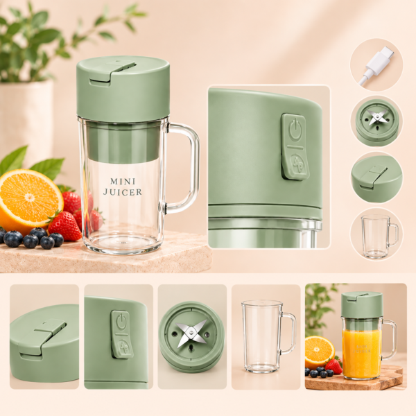 Crusher Juicer 2-in-1 Mini Portable Blender | USB Rechargeable | 6-Blade High-Speed Juicer | Random Color