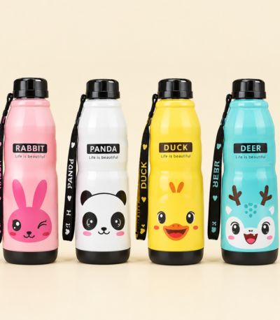 650ml BPA-free kids water bottle with cute Minions panda and rabbit design