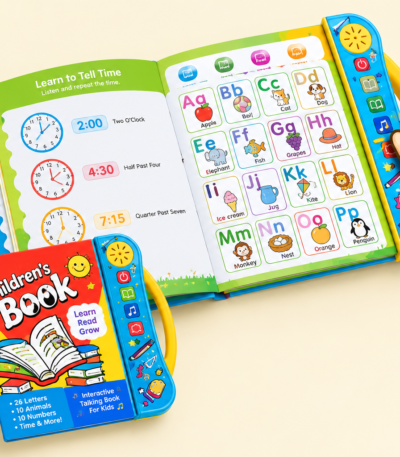 Interactive learning book for kids with letters numbers and sounds