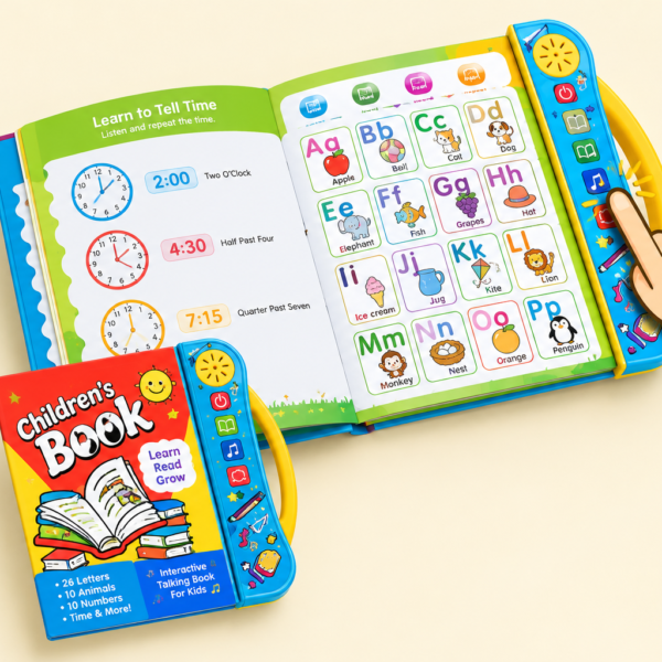 Interactive learning book for kids with letters numbers and sounds