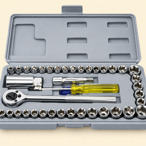 40pcs Aiwa Socket Wrench Tool Kit | Durable Stainless Steel Multi-Purpose Repair Set