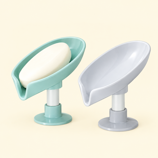 Leaf-Shaped Self-Draining Soap Holder | Stylish Waterfall Design with Suction Base for Bathroom & Kitchen | Random Colors