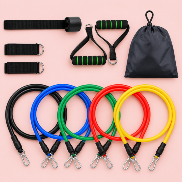 Gym Belt with Box | 5-in-1 Power Exercise Resistance Band Set | Adjustable Fitness Equipment for All