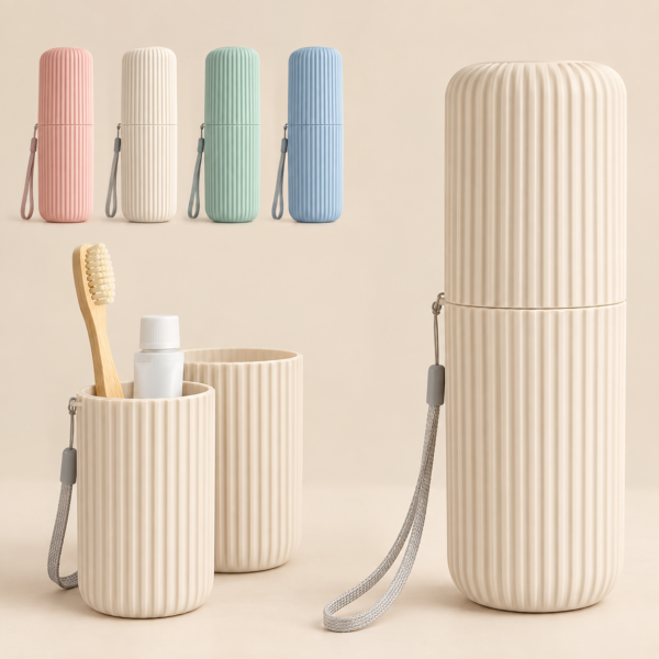 Portable Toothbrush & Toothpaste Holder Case | Travel Storage Box with Cup Function