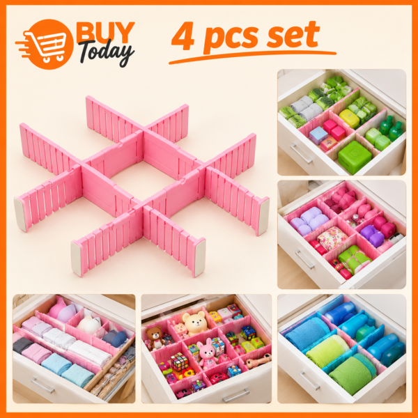Drawer Organizer Board Storage Box | Adjustable Clapboard Divider Set | 4 Pcs
