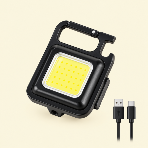 Portable Keychain Light | 500 Lumens Mini COB LED Flashlight with Foldable Handle & USB Rechargeable