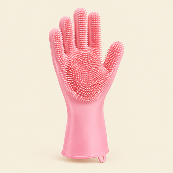 Reusable Silicone Washing Gloves with Built-In Scrubber for Kitchen Bathroom Car and Multipurpose Cleaning (Random Color)