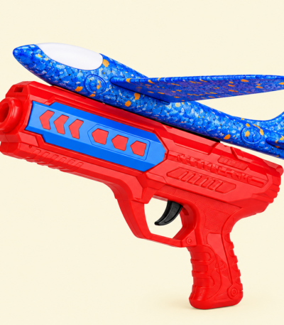 Foam airplane launcher toy for kids with glider aircraft