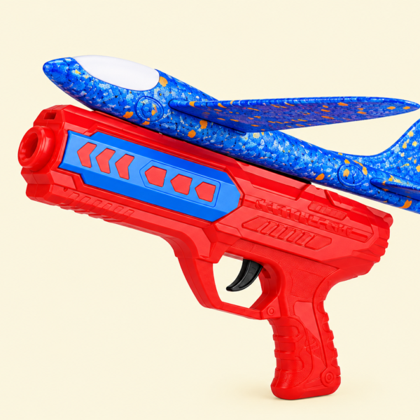 Foam airplane launcher toy for kids with glider aircraft