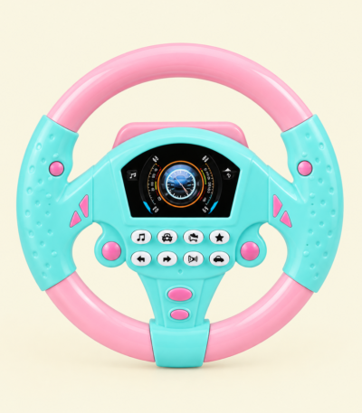 Interactive kids steering wheel toy with music and emergency sound effects