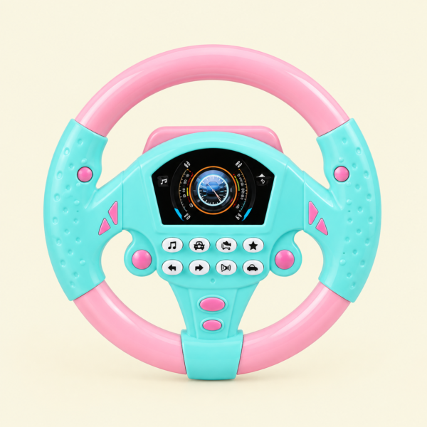 Interactive kids steering wheel toy with music and emergency sound effects