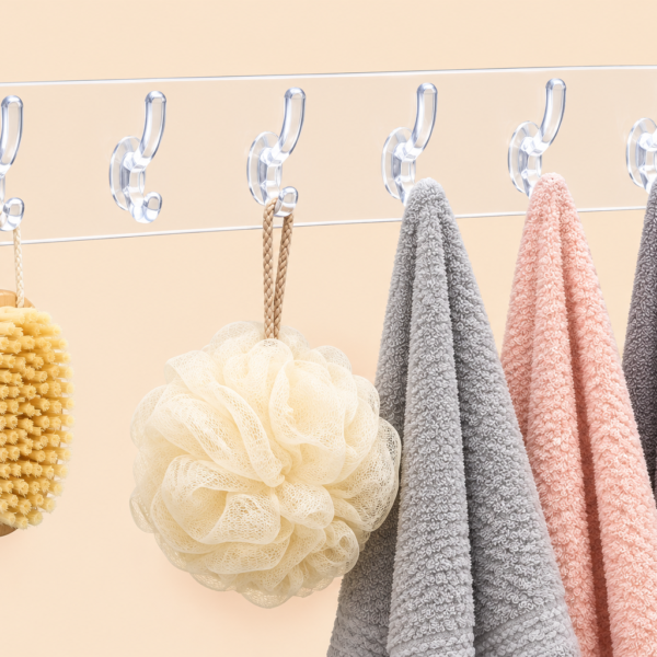 6-in-1 Heavy-Duty Self-Adhesive Wall Hooks | Waterproof Transparent Hooks