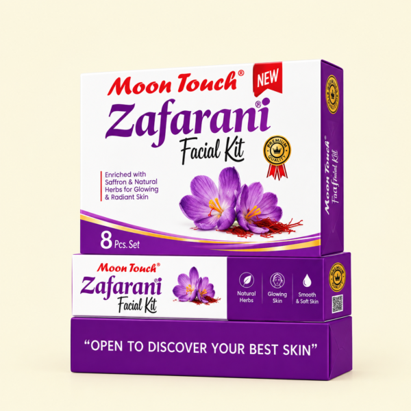 Moon Touch New Zafrani Facial Kit | Saffron Brightening Herbal Facial Set for Glowing Skin (8 Pcs)