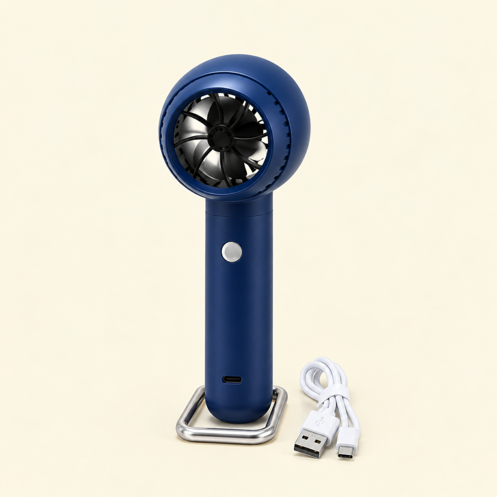TurboFan rechargeable mini cooling fan with three speed modes