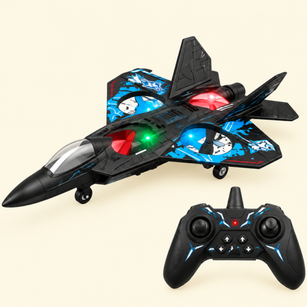 Premium RC Fighter Jet Plane 2.4 | Remote Control Foam Airplane Toy with Lights & 3D Stunt Glider