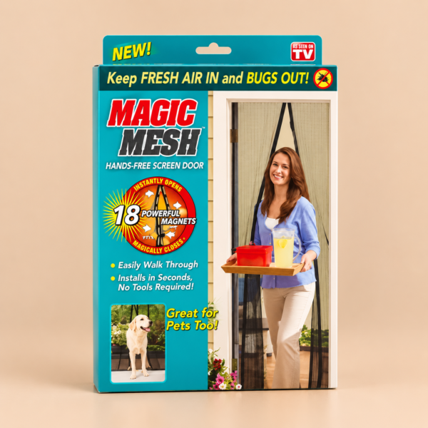 Hands-Free Retractable Magnetic Door Mesh | Magic Mesh Screen Door with Magnetic Closure | Random Colors
