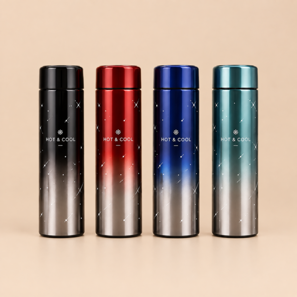500ml LED temperature display stainless steel water bottle with stars design