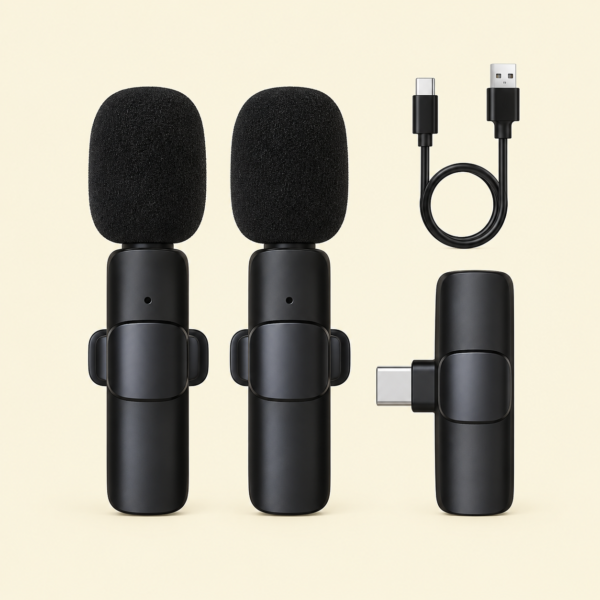 K9 Dual Wireless Lavalier Microphone | Plug & Play USB Type-C | Mic with Auto Sync & Noise Reduction