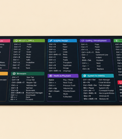 Large Excel Shortcut Keyboard Mouse Pad and desk mat 30x59cm with non-slip base
