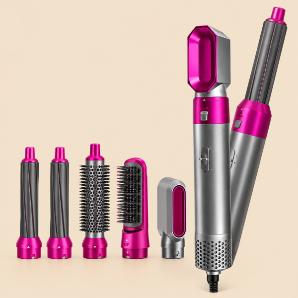 5-in-1 Electric Hair Dryer Brush Kit for blow drying straightening curling and volumizing