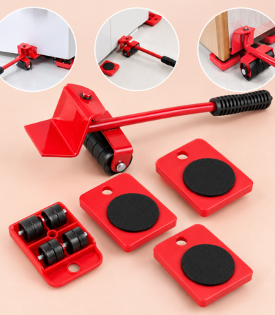 5-in-1 Heavy Furniture Mover Tool Set with lifter and 360 degree rollers