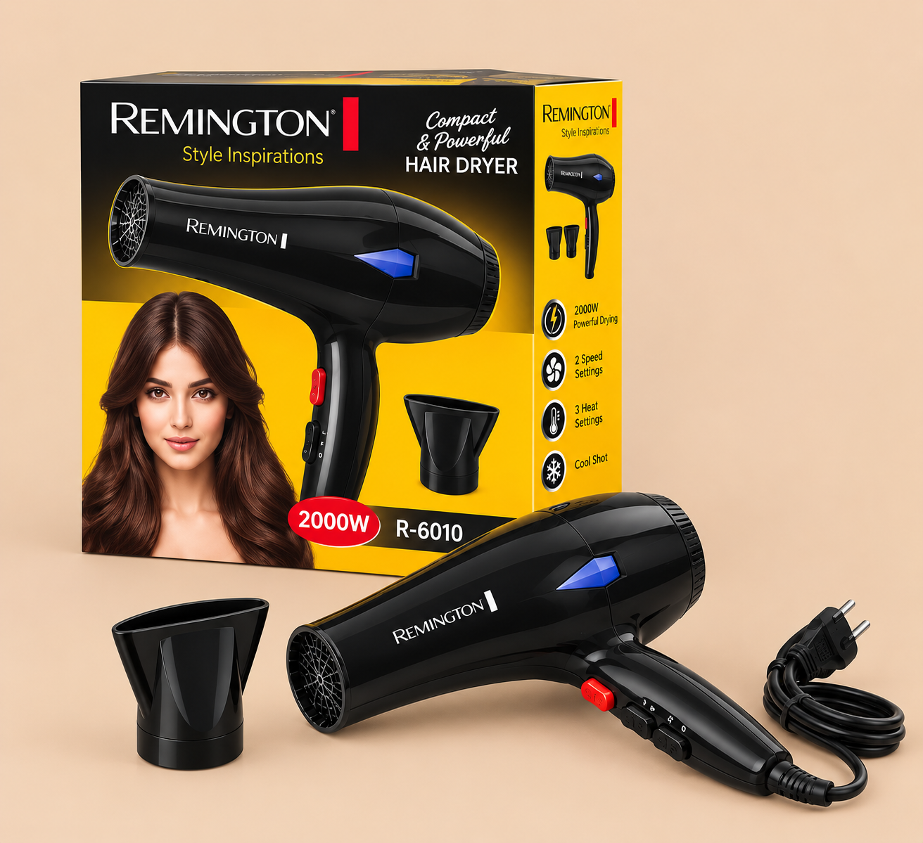 ChatGPT Image Sep 21, 2026, 10_09_11 PM Remington Hair Dryer R-6010 Professional Ionic Dryer with 3 Speed Settings and DC Strong Motor - Image 1