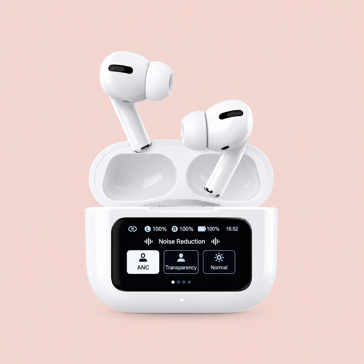 ChatGPT Image Sep 9, 2026, 09_53_32 PM White A9 Pro ANC Bluetooth 5.4 Wireless Earbuds with Smart Screen and Active Noise Cancellation - Image 1