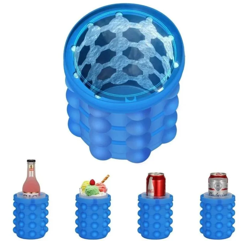 EasyToUse19_1775899412.webp Silicone Ice Genie Cube Maker | 2-in-1 Ice Bucket Mold | Portable Soft Silicone Ice Cube Maker for Travel & Outdoor - Image 1