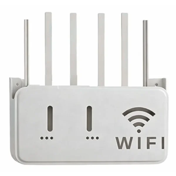 Light Gray WiFi Router Storage Box & Wall Mount Shelf  Universal Cable Organizer | Space-Saving Holder for Modem, Set-Top Box & Smart Devices | Home & Office Use